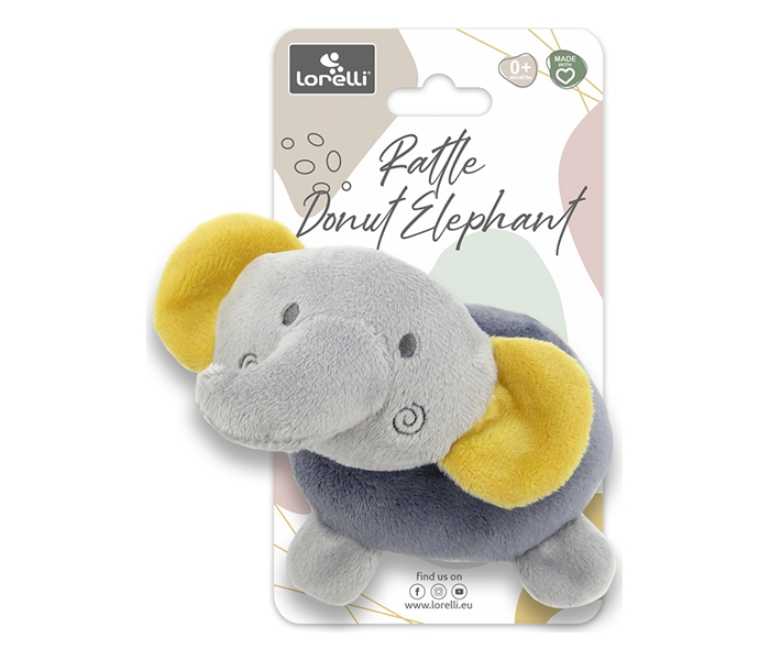 Lorelli plisana igracka zvecka donut krofna elephant grey - Slika 2