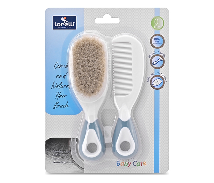 Lorelli baby care cesalj i cetka sa prirodnim vlasima moonlight blue - Slika 2