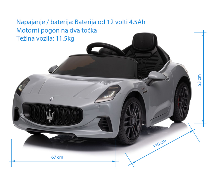 Bbo auto na akumulator maserati 12v bbh 050 grey - Slika 2