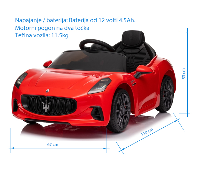 Bbo auto na akumulator maserati 12v bbh 050 red - Slika 2