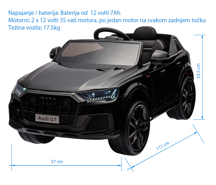 Bbo auto na akumulator 12v hl678 audi q7 black - Slika 2